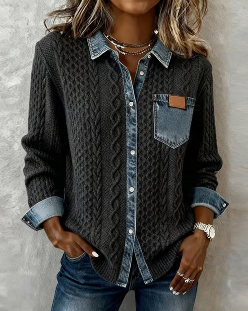 Lydia | Tijdloze blouse met subtiele denimdetails