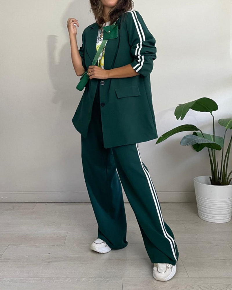 Mathilde | Urban Chic gestreifter Oversize-Blazer und Hose