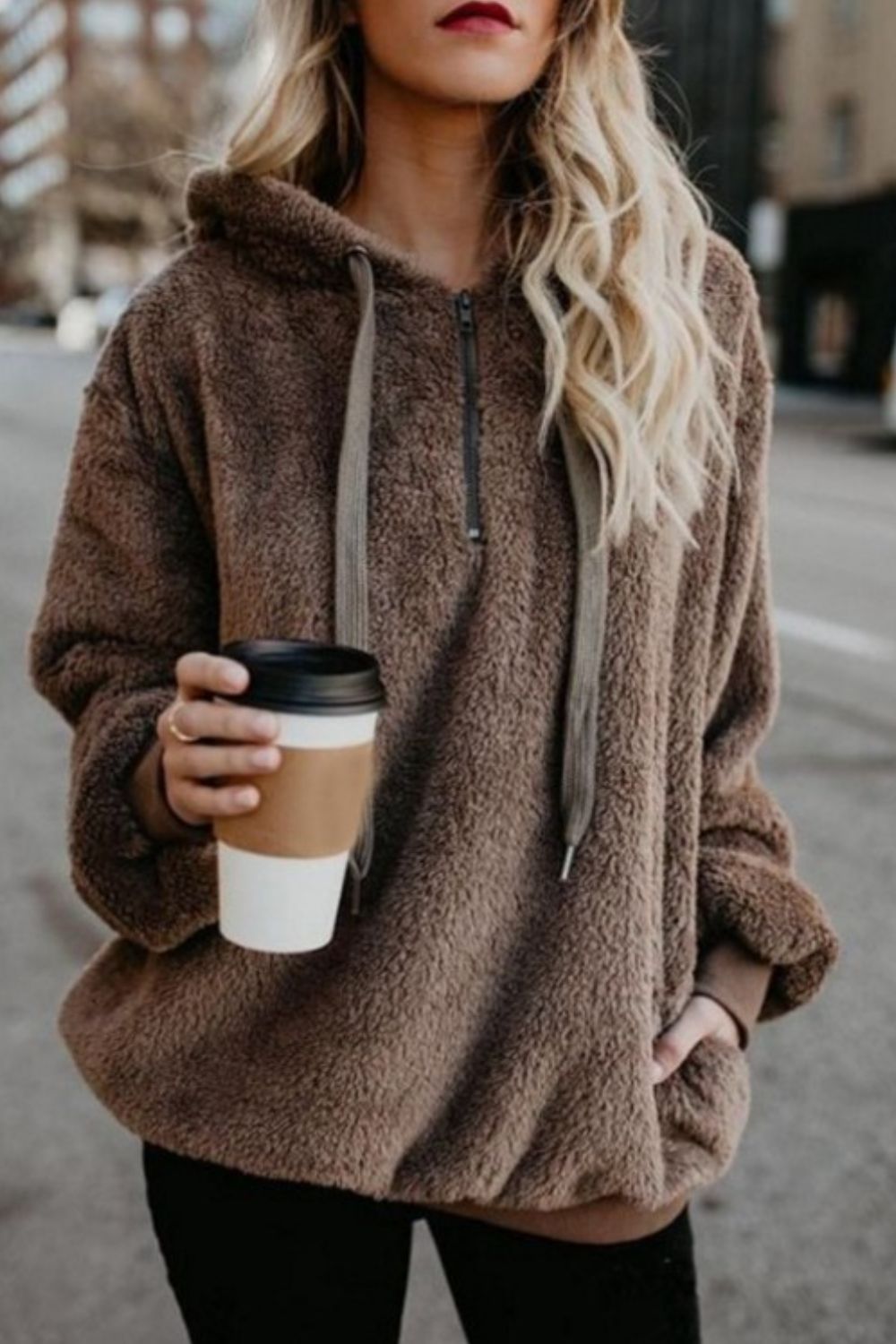 Warme fleece hoodie
