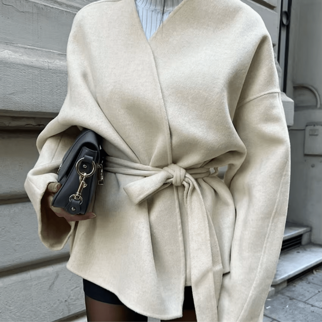Dalara Wickelmantel | Leichter Damenmantel mit Bindegürtel &amp; Herbst-Look