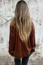 Isabella | Samtbluse mit Knopfleiste