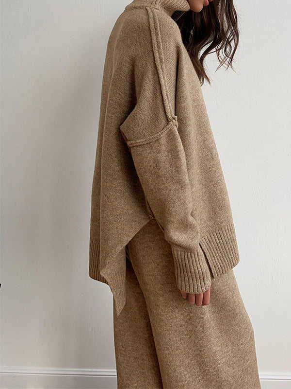 Sadie | Stilvolles Set aus übergroßem Rollkragenpullover und weiter Hose