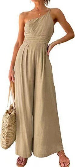 Luxury Wide-Leg Jumpsuit made of Cotton and Linen