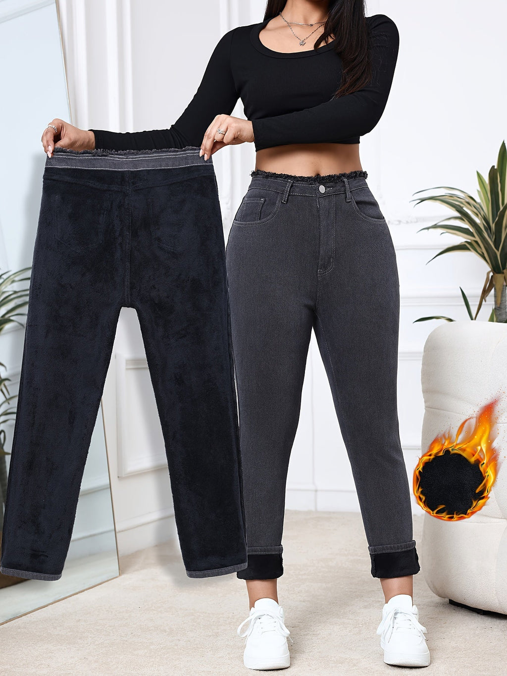 Lauren | Gefütterte Röhrenjeans für den Winter