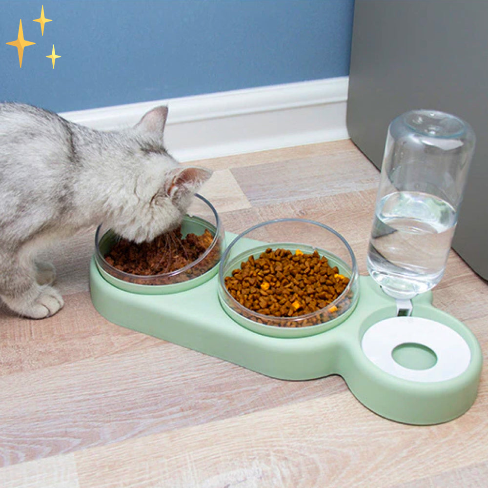 Double Feeding Bowl with Automatic Water Filler so that your Pet Always Gets Enough Moisture