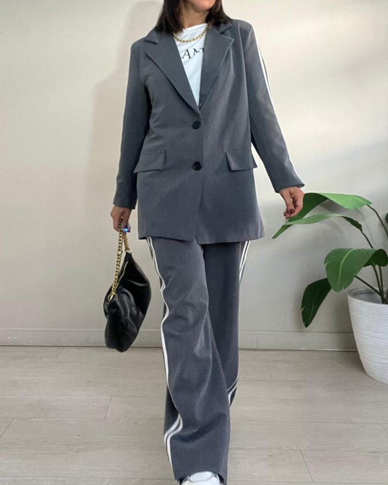 Mathilde | Urban Chic gestreifter Oversize-Blazer und Hose