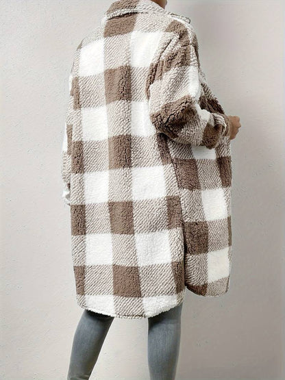 Lureana™ - Oversized hoodie checked loose overcoat 