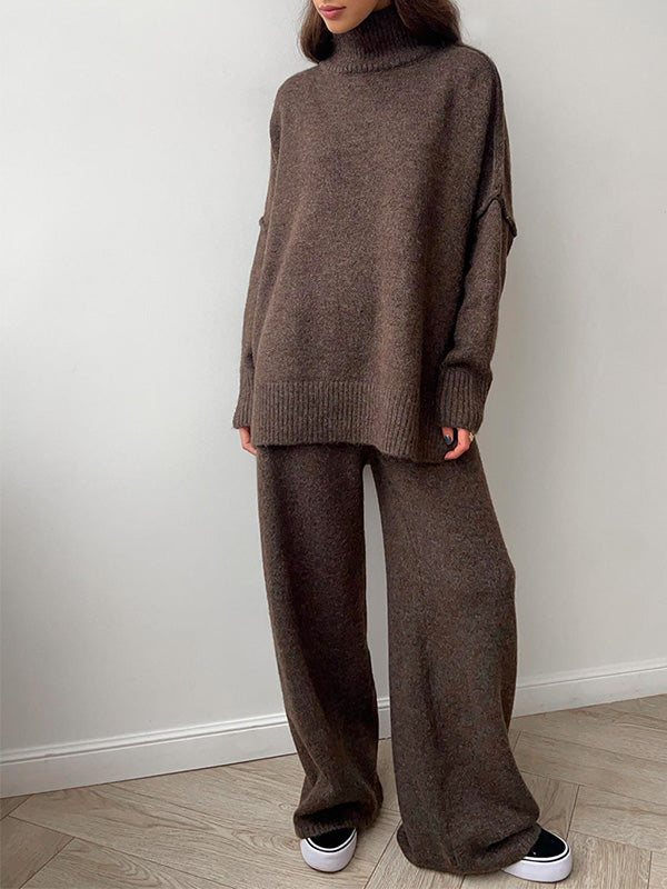 Sadie | Stylish oversized turtleneck and wide leg pants set
