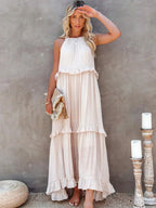 Zylaa - Zwierige maxi jurk met ruches details