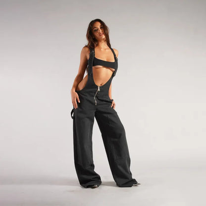 Amanda™ - Plunge Denim Overalls