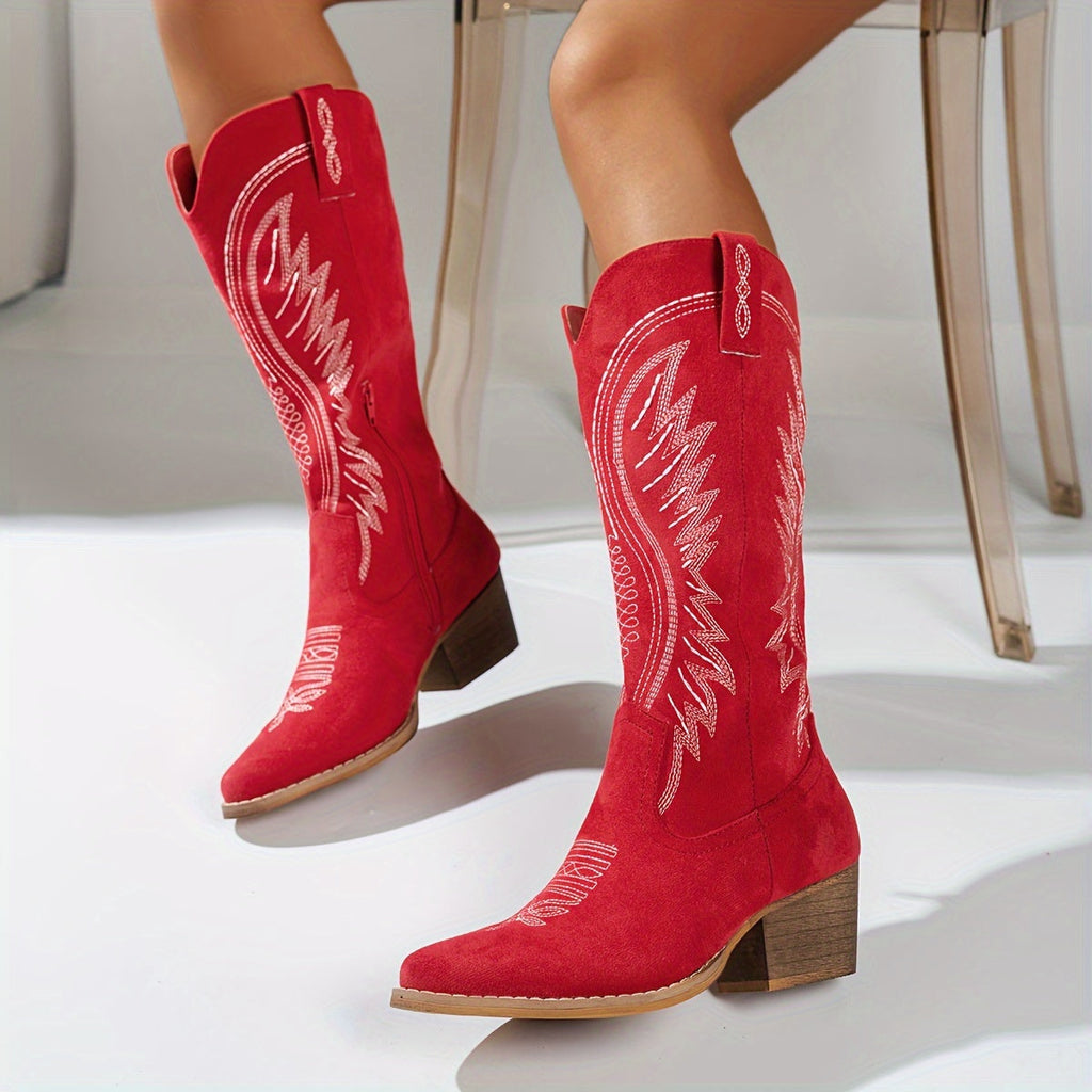 Alvara Western Boots | High cowboy boots with heel and stitching