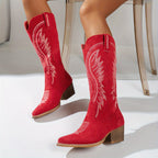 Alvara Western Boots | High cowboy boots with heel and stitching