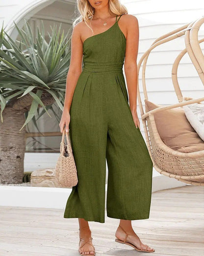 Luxury Wide-Leg Jumpsuit made of Cotton and Linen