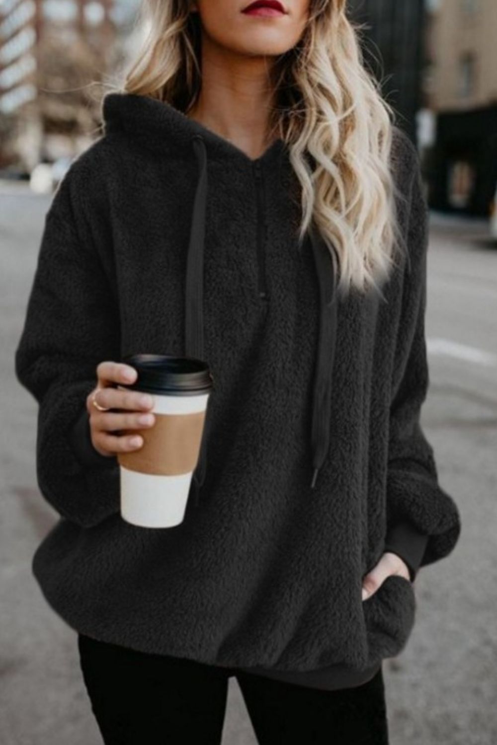 Warme fleece hoodie