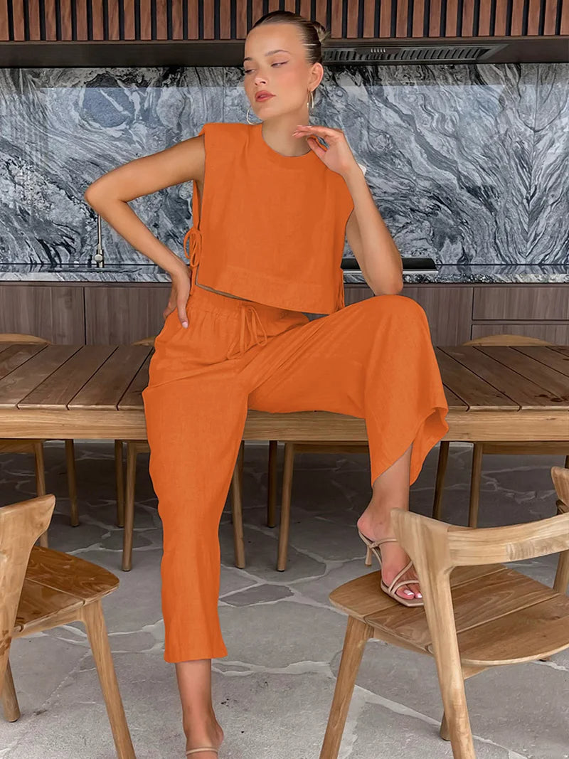 Leinen-Set Hose + Top - Co-ord Set
