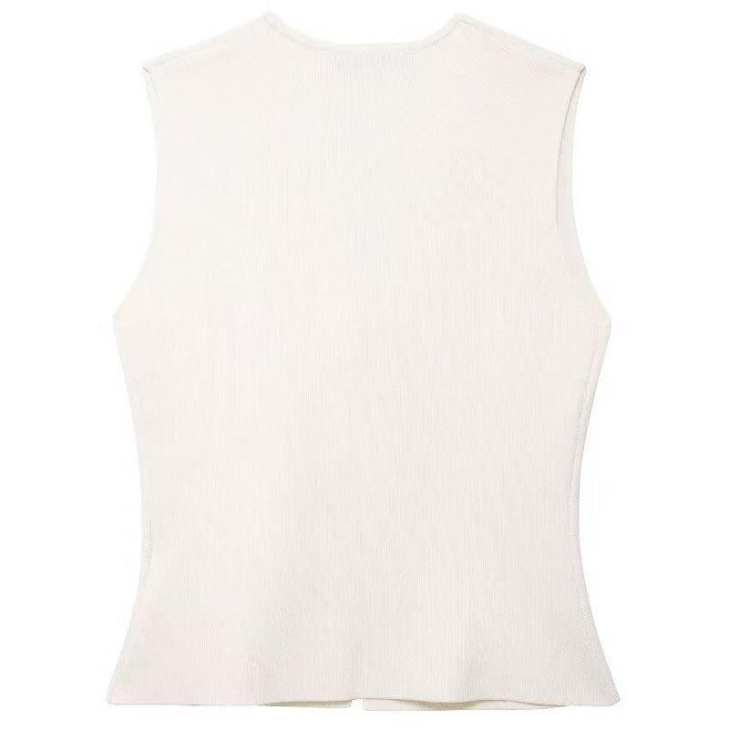 Manelia | Gouden knoop gebreid vest en lange rok