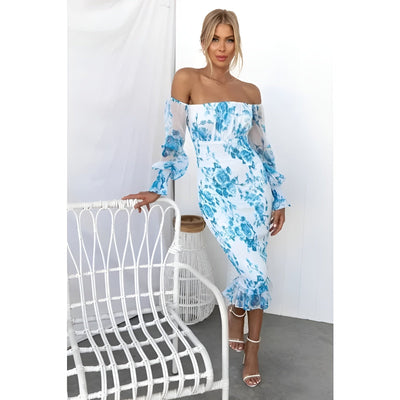 Joya™ | Off-Shoulder Gedessineerde Jurk