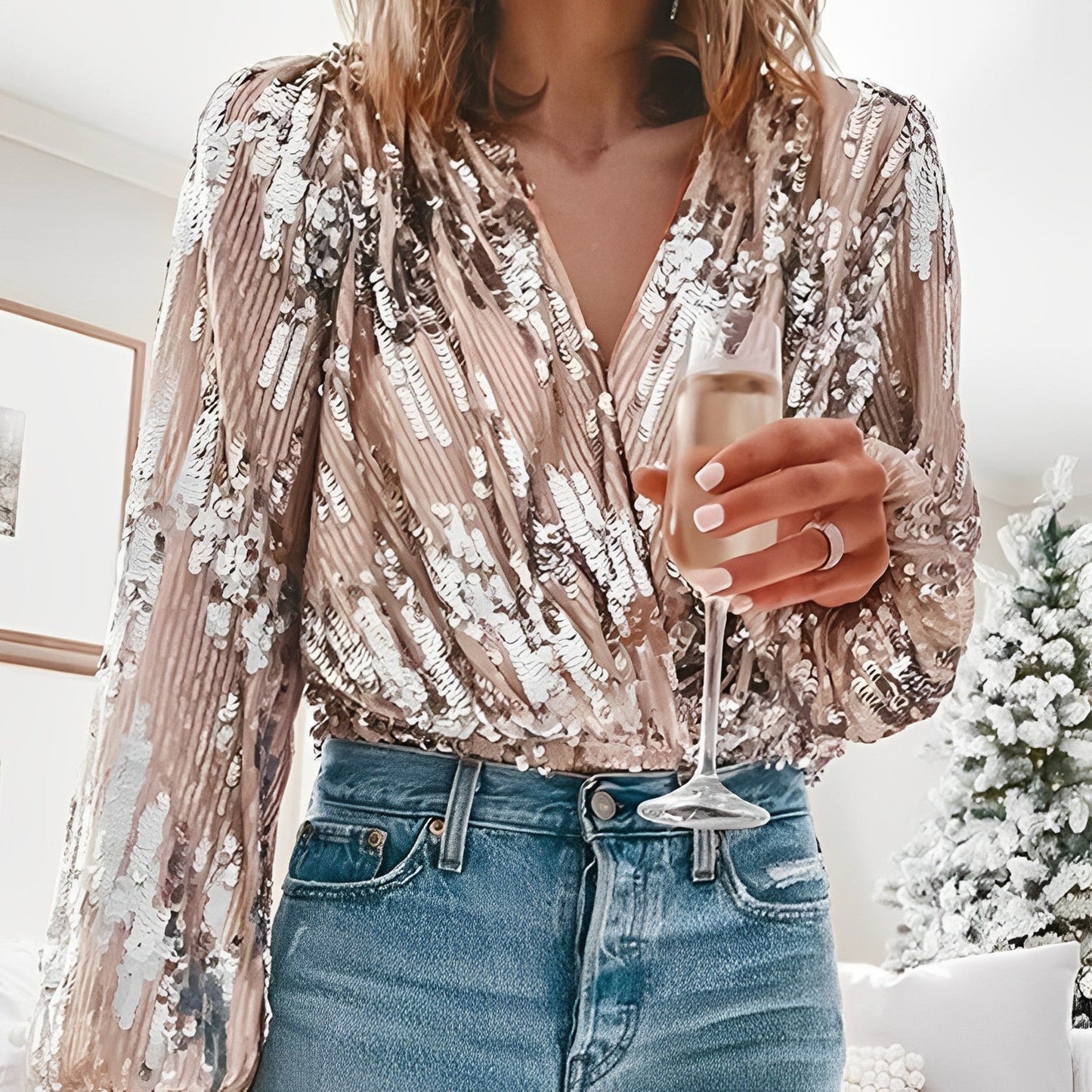 Gela | Modern shiny party blouse 