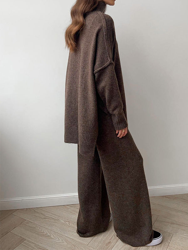 Sadie | Stijlvolle oversized coltrui en wijde broek set