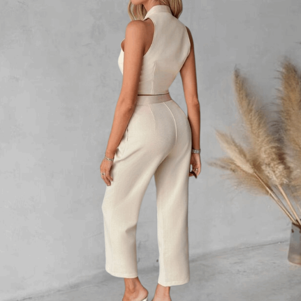 Nadine | Ärmelloses Blazer-Set mit Hose mit weitem Bein
