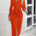 Dena | Kleid mit V-Ausschnitt und Schlitz