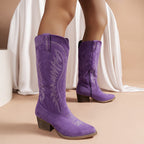 Alvara Western Boots | High cowboy boots with heel and stitching