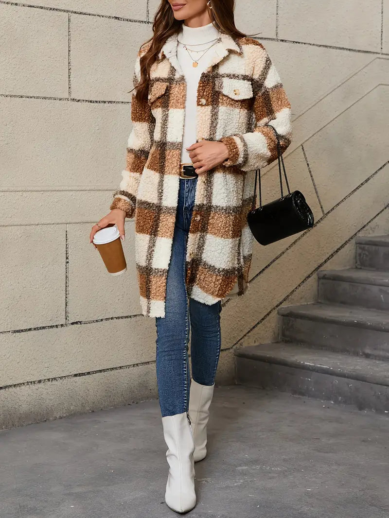 Isabelle™ | Bequemer karierter Teddymantel