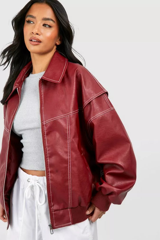 Faye™ | Oversized Vegan Leather Jacket