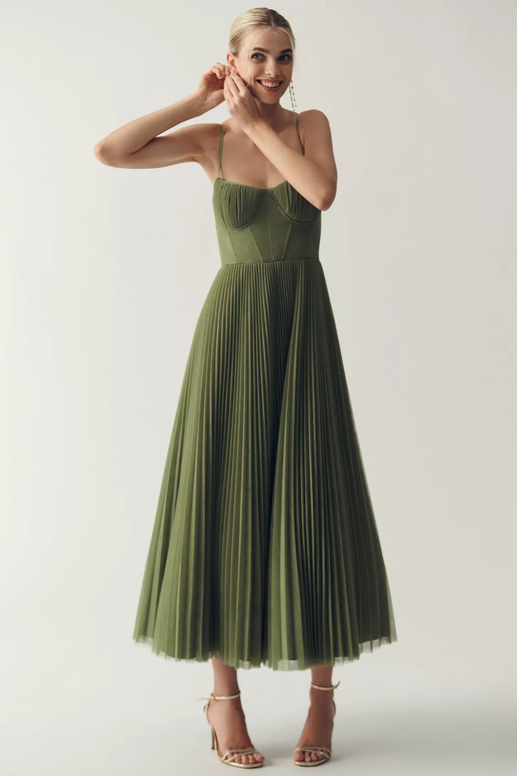 Olivia Openback Kleid | Grün