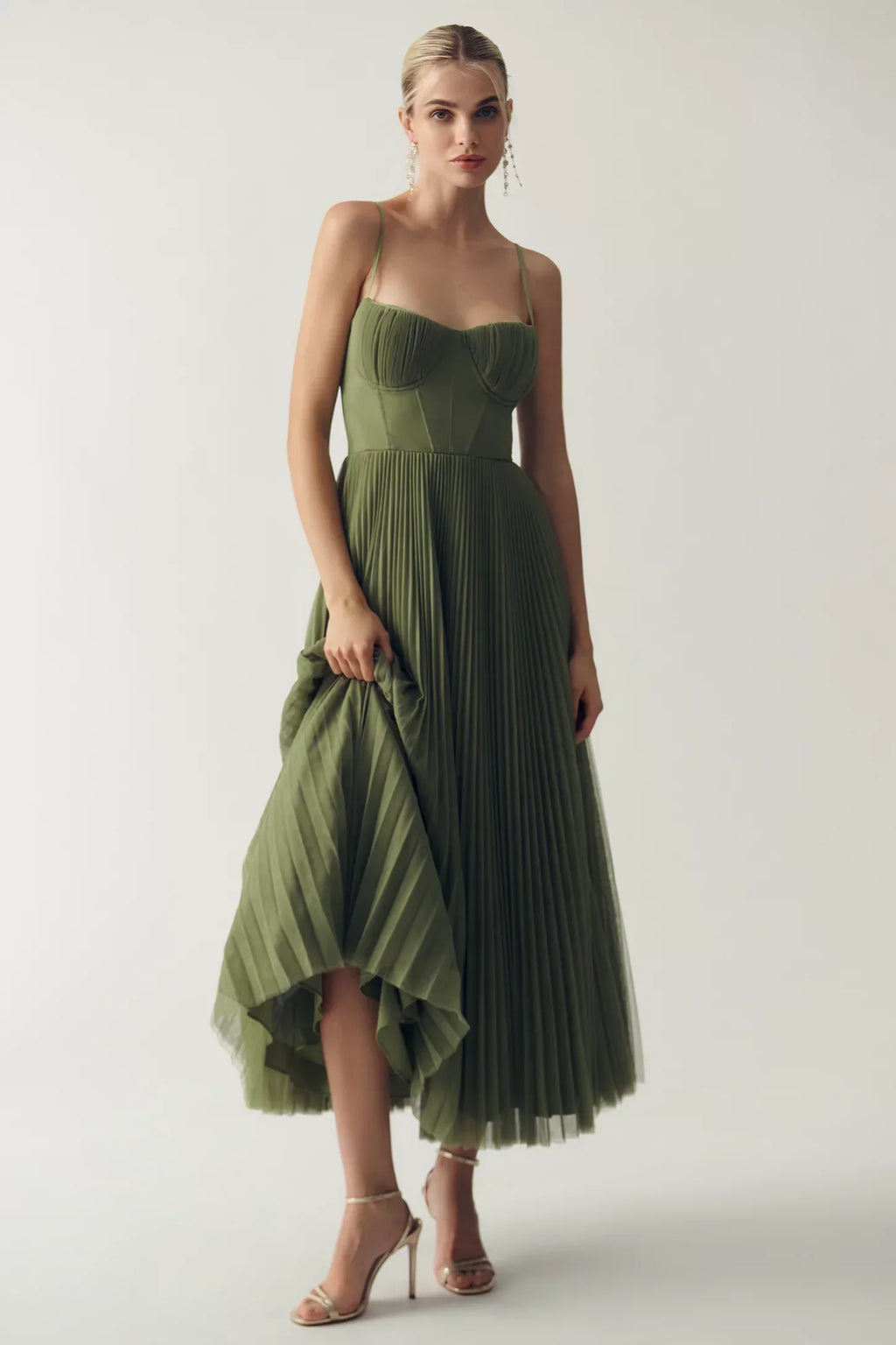 Olivia Openback Kleid | Grün