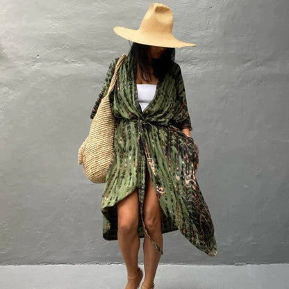 Ellana™ | Stylish Kimono Army Green 