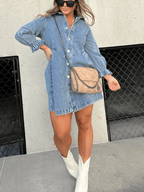 Ariel™ | Puff Sleeve Denim Dress