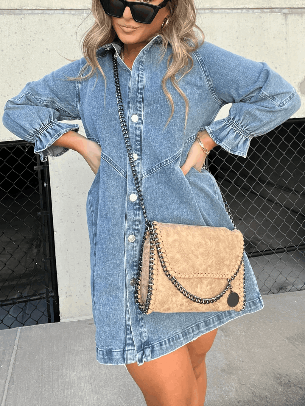 Ariel™ | Puff Sleeve Denim Dress