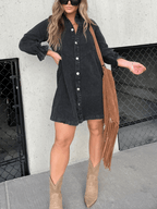 Ariel™ | Puff Sleeve Denim Dress