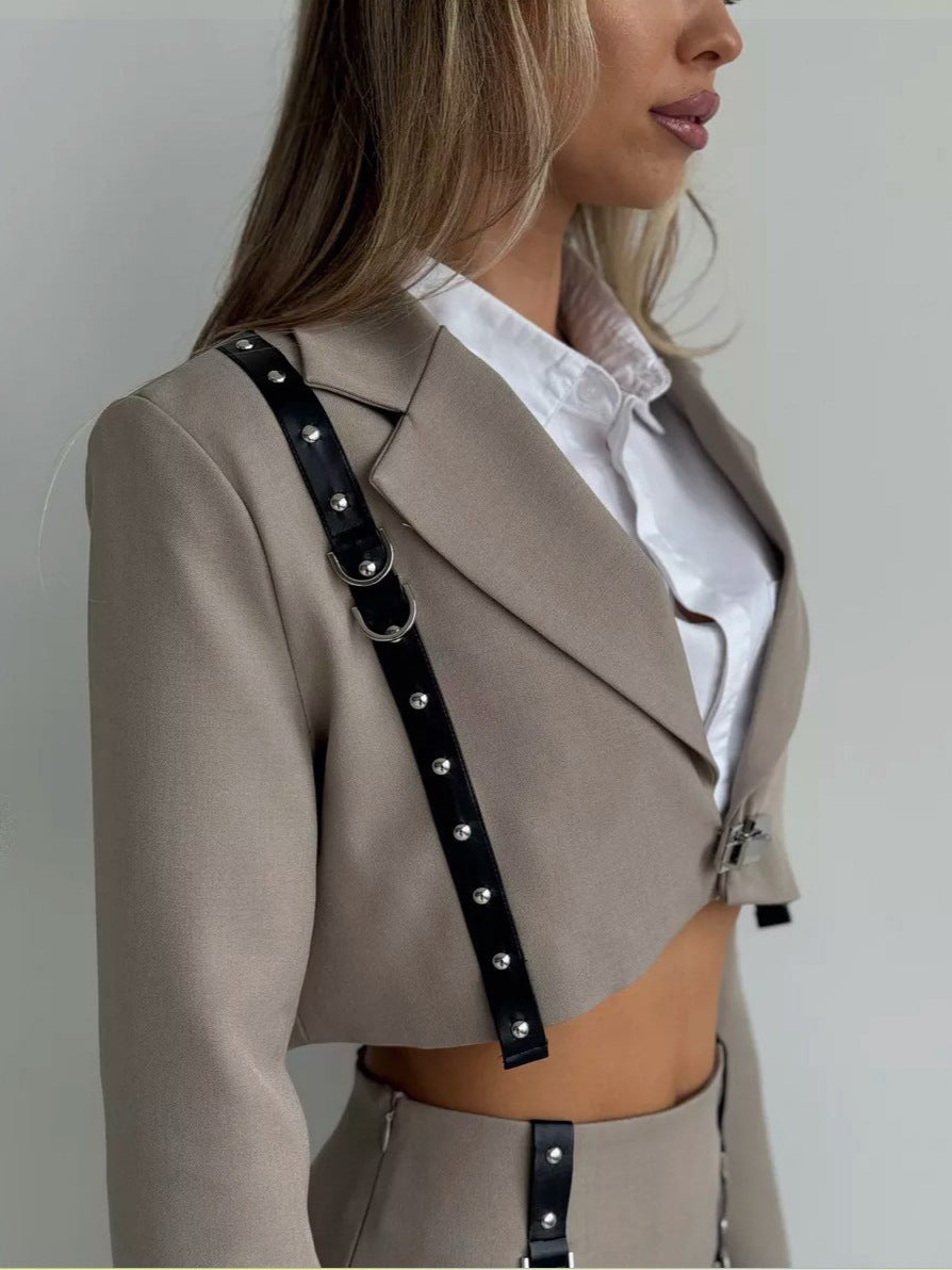 Nadila | Chique Lederen Twee-Delige Set