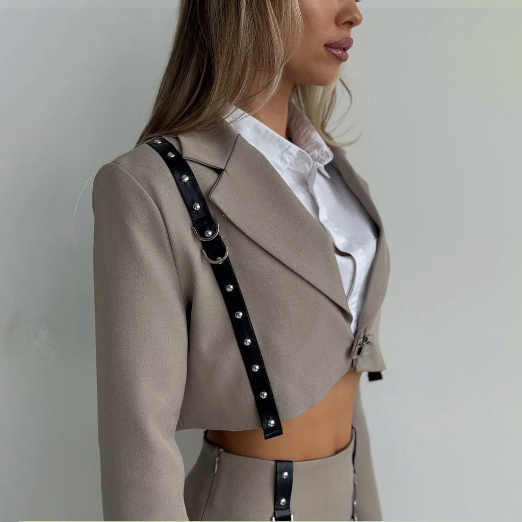 Nadila | Chique Lederen Twee-Delige Set