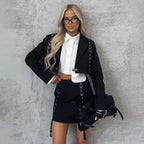 Nadila | Chique Lederen Twee-Delige Set