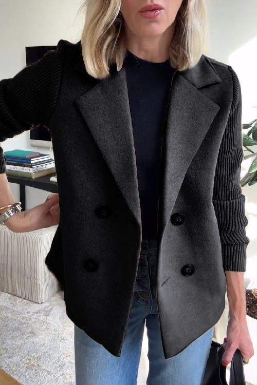 Katrin - Knoop Patchwork Mouw Casual Jas