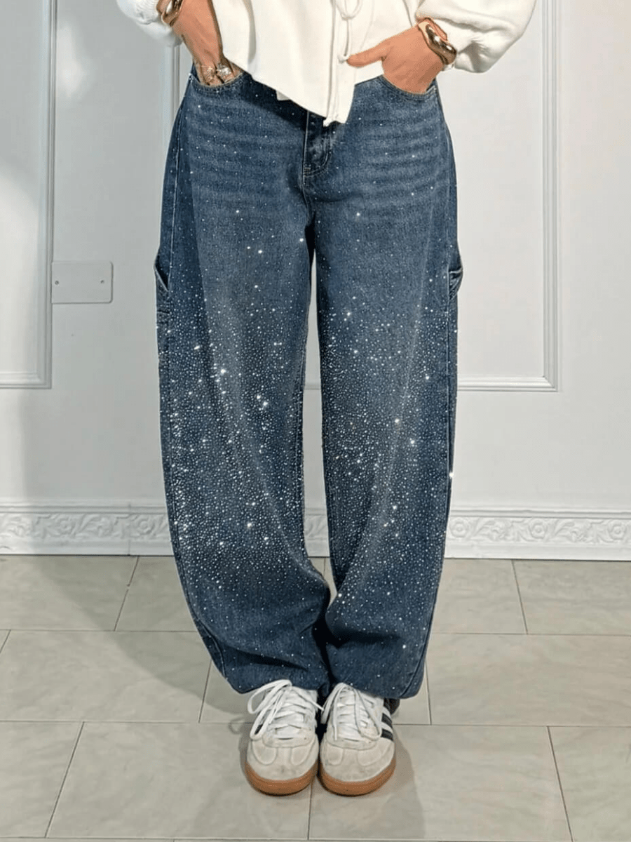 Julia | Trendy Balloon Carpenter Jeans mit Glitzer