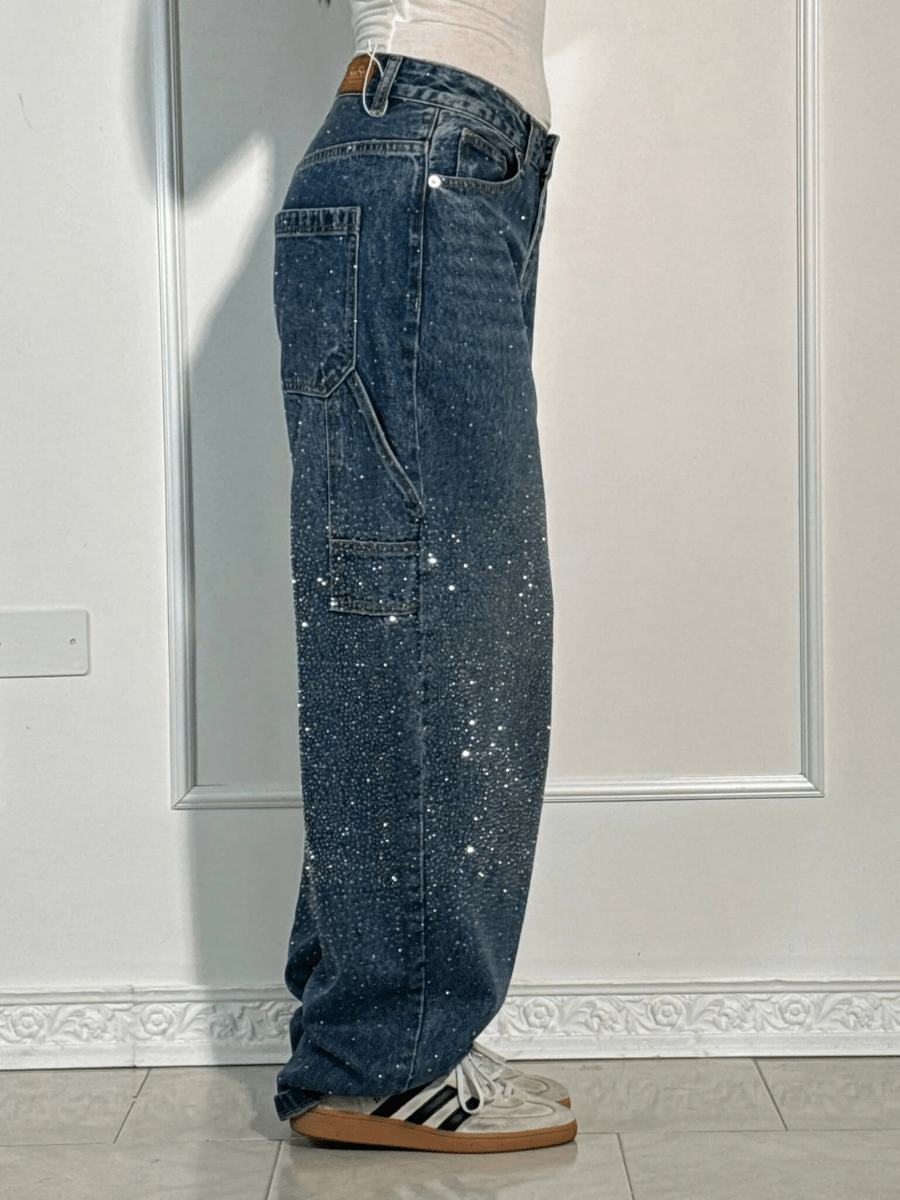 Julia | Trendy Balloon Carpenter Jeans mit Glitzer