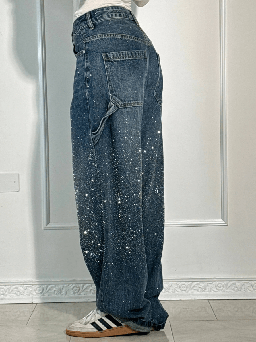 Julia | Trendy Balloon Carpenter Jeans mit Glitzer