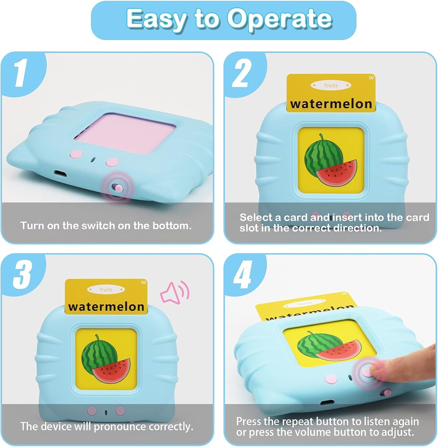 Flash Cards Educational Tablet With 224 Cards: English Words 