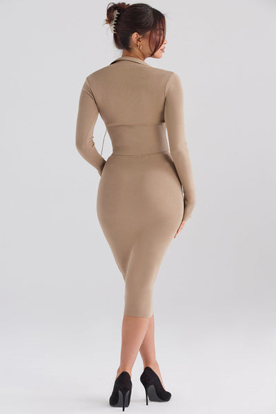 PuurShine - Camelgebreide top met midi rok