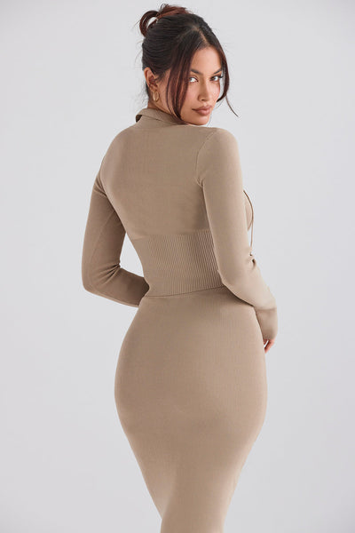 PuurShine - Camelgebreide top met midi rok