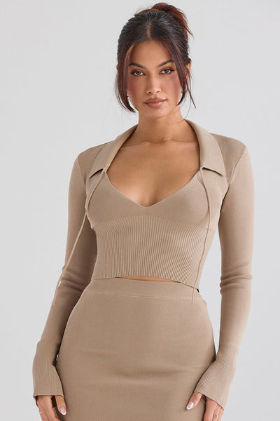 PuurShine - Camelgebreide top met midi rok