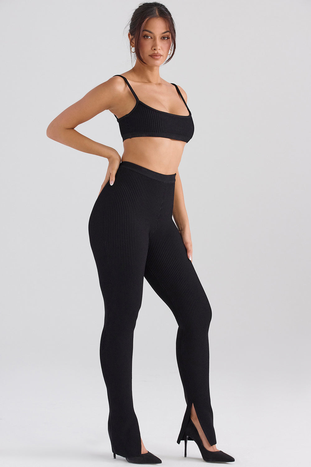 PuurShine - Ribgebreid vest met legging
