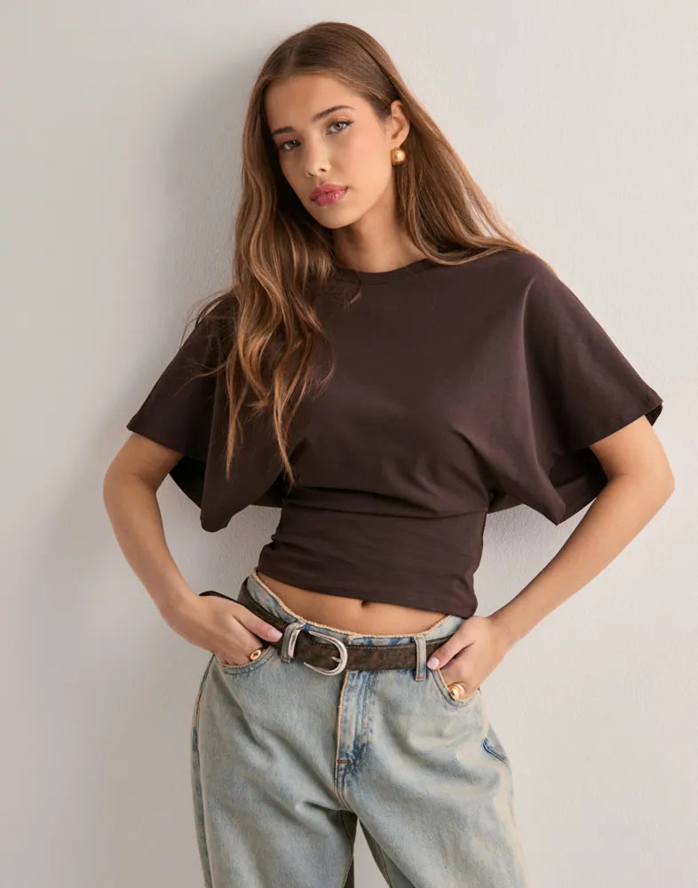 Mia - Oversized Cropped Shirt Damen 