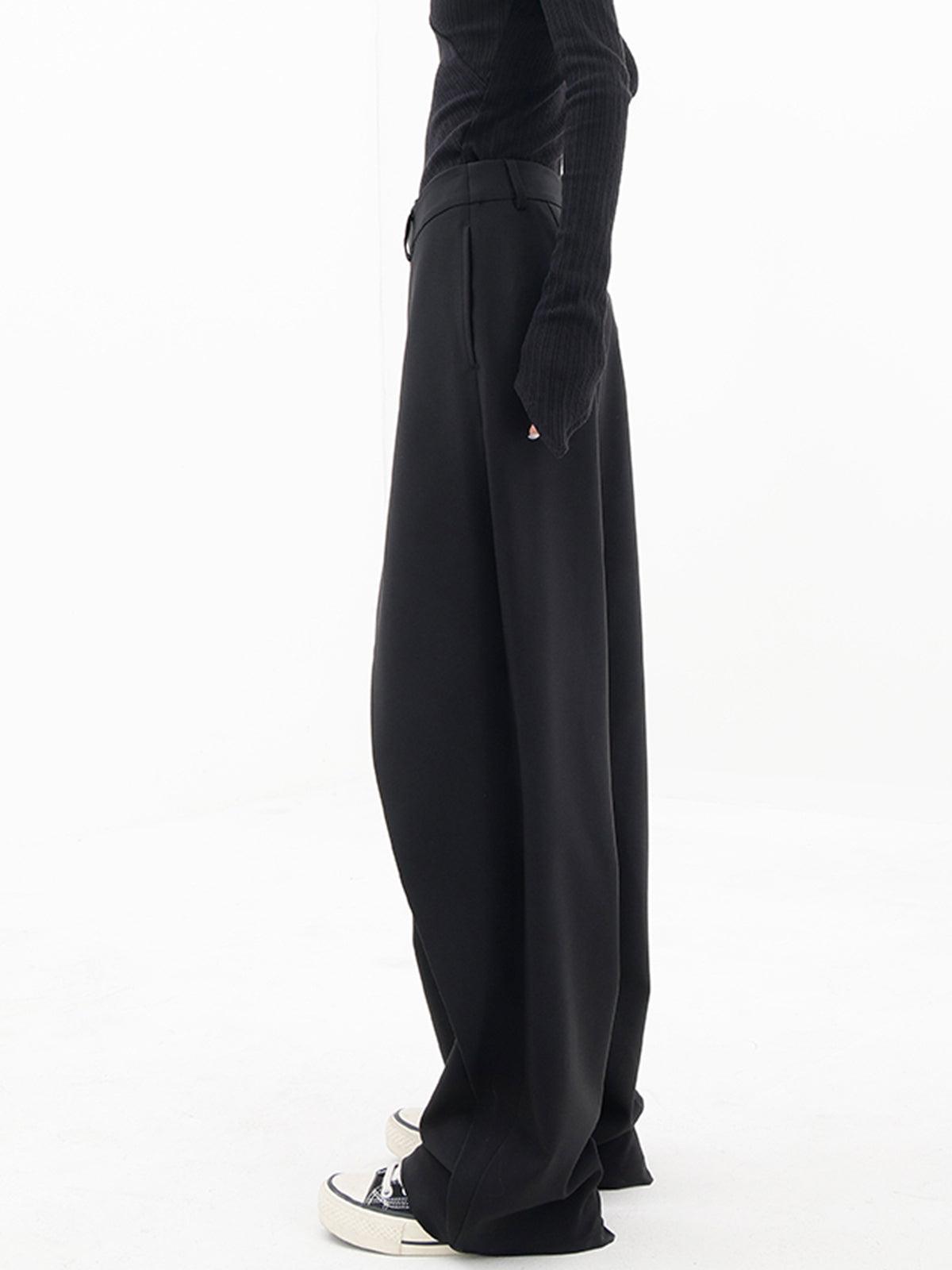 Farah™ – Weite schwarze Hose mit asymmetrischem Design