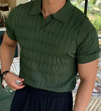 Herren Poloshirt Baumwolle Gestrickt Mit Kurzen Ärmeln - Casual Polo Shirt Männer