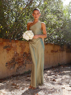 Seraphina Satin One-Shoulder Maxikleid mit Schlitz